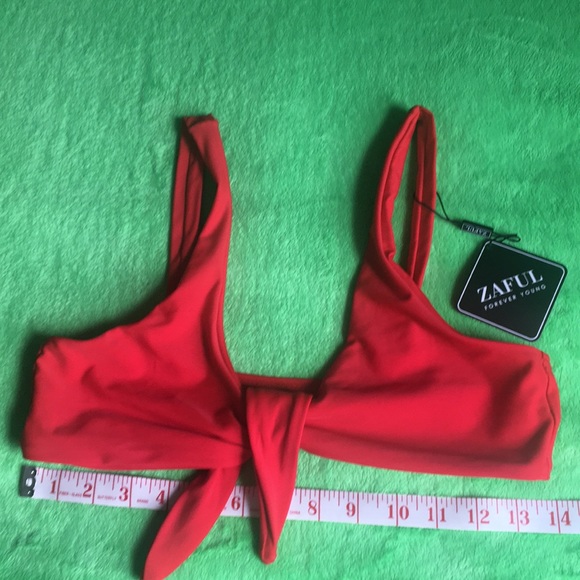 Zaful Forever Young Front Tie Red Bikini Top - Picture 5 of 12